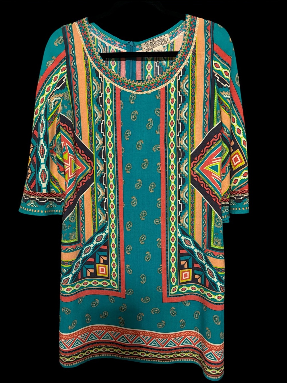 Flying Tomato Turquoise Multicolor Geometric Boho Dress
